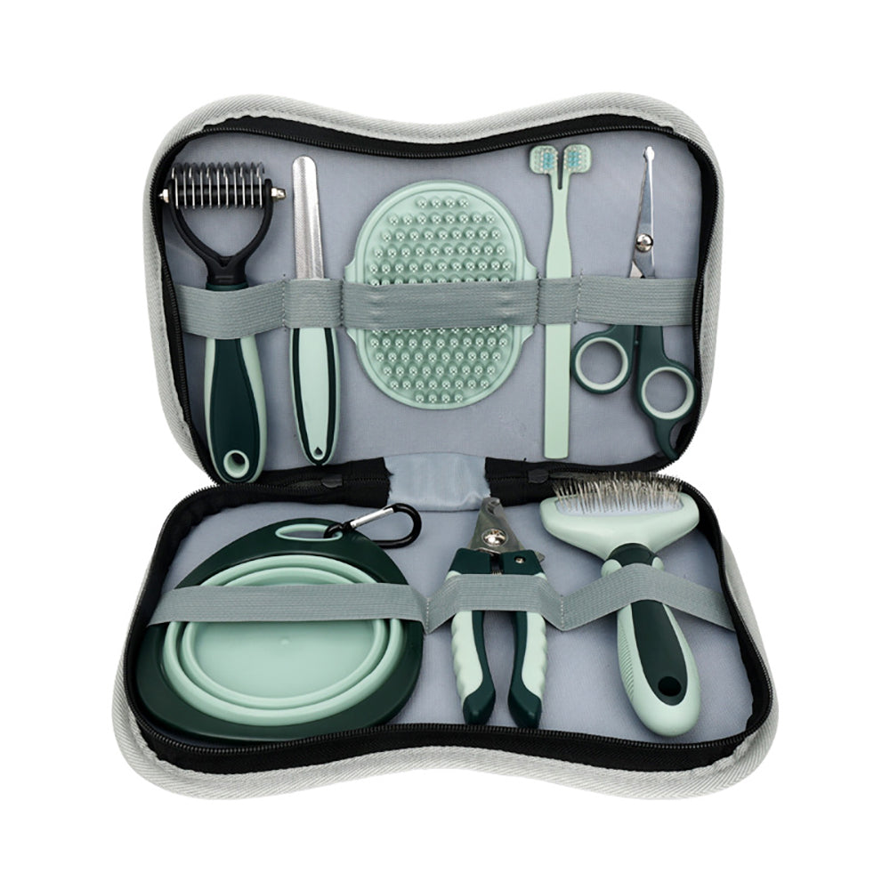 Kit de toilettage professionnel 8-en-1 vue ensemble