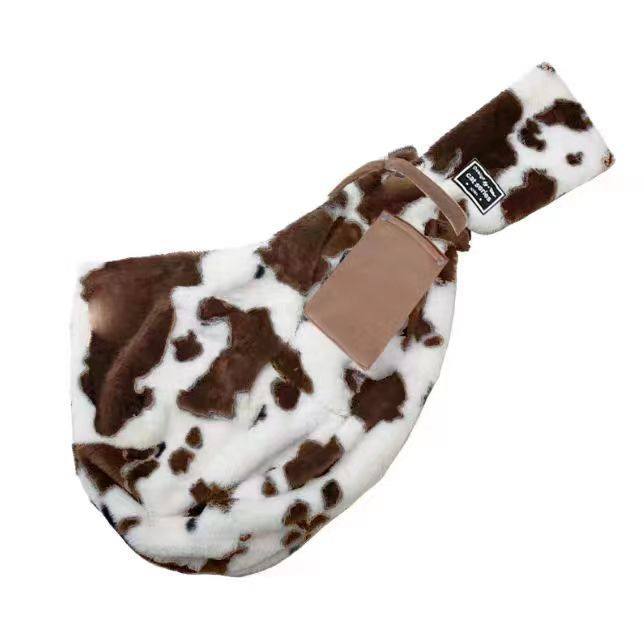 Sac à bandoulière motif vache tendance pour chat et petit chien