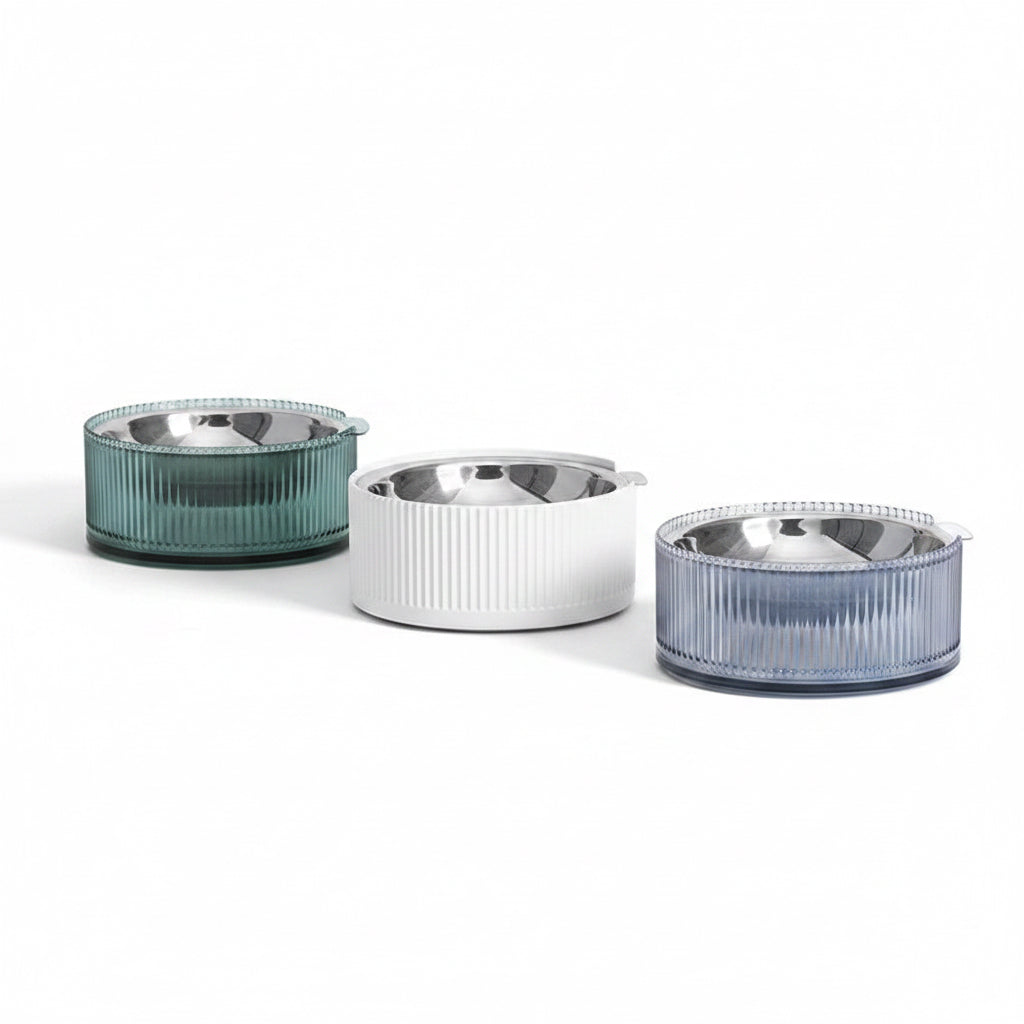 Gamelle anti-renversement inox socle verre vue principale