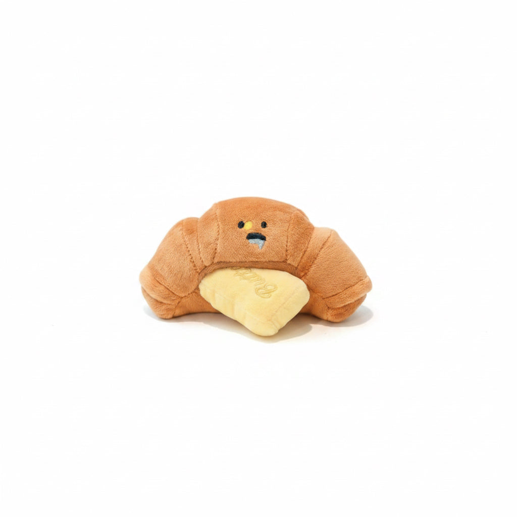Jouet peluche croissant sonore couineur lavable