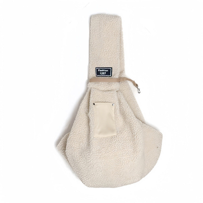 Sac à bandoulière pour chat et chien coloris crème - vue principale